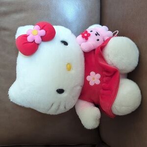 Hello Kitty Vintage Y2K Plush in Red Dress with Pink Bunny (My Melody?)